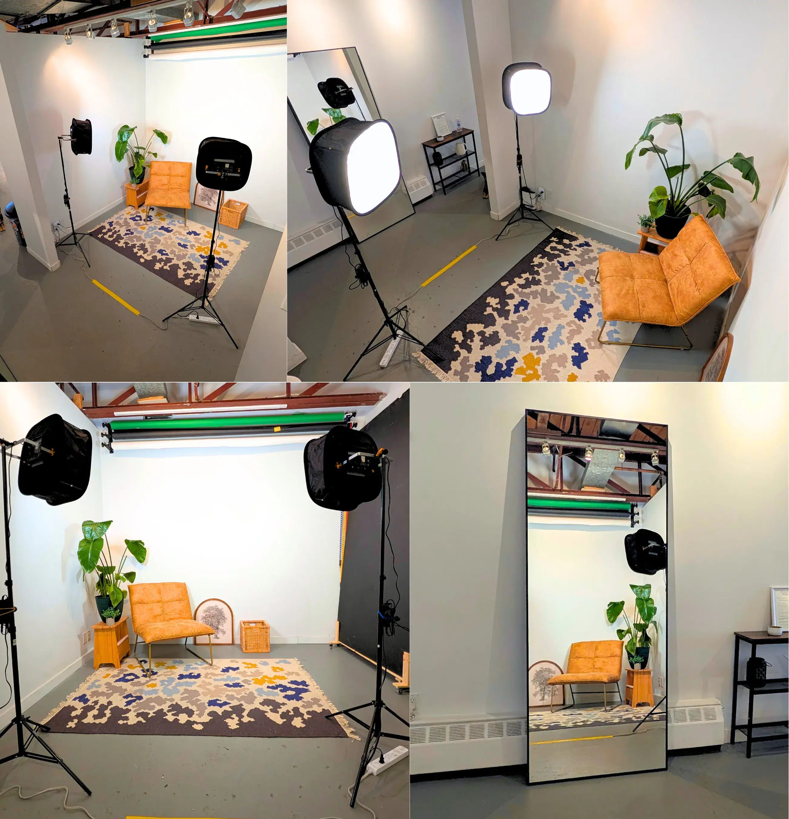 Photo booth setup with lights and props
