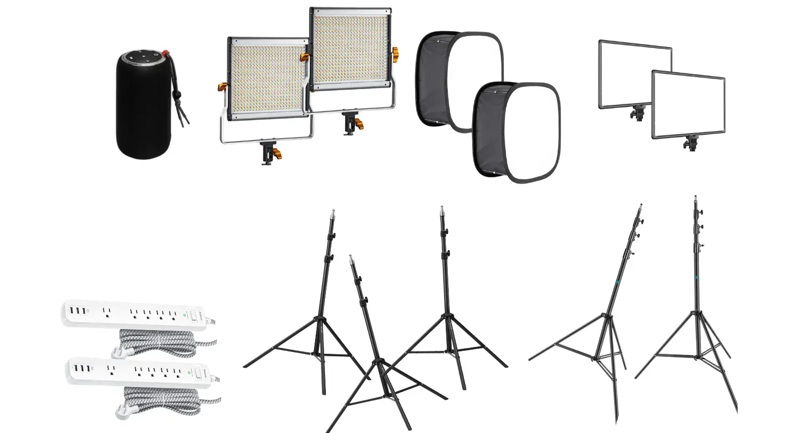 Lighting equipment, stands, reflectors, and cords for capture sessions
